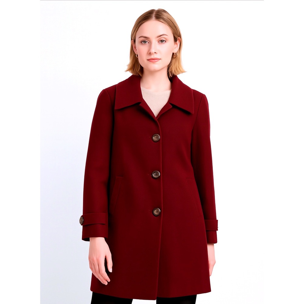 VTG Womens XS Maroon Wool Blend Button Front Coatโ Jacket Outerwear Classic 70s